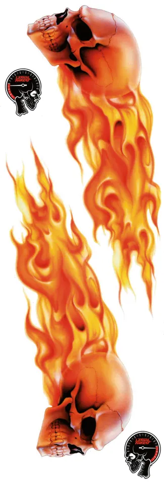 LT & RT FLAME SKULL 6X18IN DECAL