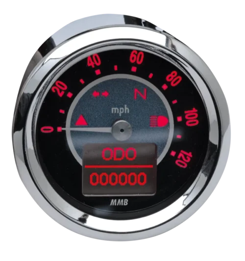 MMB ELT48 Target Speedo 120mph chr/red