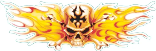Mini Decal Flaming Skulls