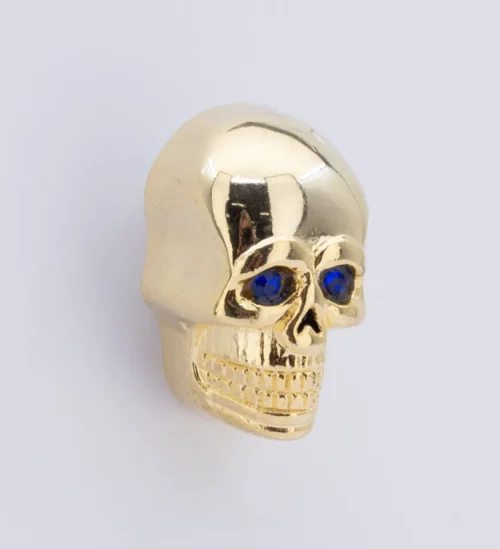 GZP Skull krommet Large gold blue eyes